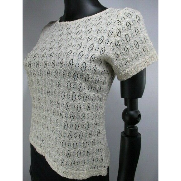 NOW Short Sleeve Threaded Crochet Lace Blouse - Picture 2 of 12